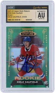 Cole Caufield Canadiens Signed 2021-22 Upper Deck #165 #/149 CGC 10 Rookie Card - Picture 1 of 3
