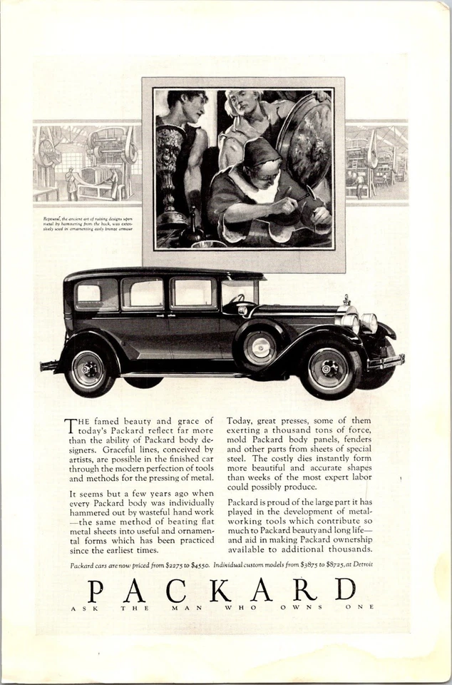 Coche efímero Packard 1928 automóvil anuncio impreso vintage transporte Foto 1 de 1