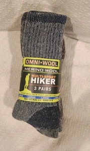 Omni Wool Mutisport Socks 3-Pack Unisex Size L Merino Wool Multicolor Hiking - Picture 1 of 4