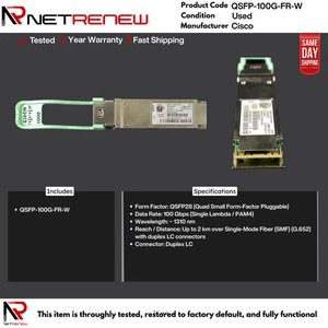 Cisco QSFP-100G-FR-W 100GBASE-FR 100GbE QSFP28 2km Optical Transceiver Module - Picture 1 of 1