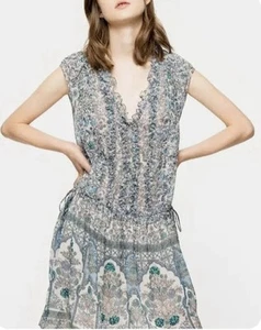 Zadig & Voltaire Rimana Floral Paisley Beaded Blue Green Dress Size XS - Picture 1 of 15