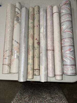 Lote Mixto de 9 Rollos De Papel Pintado De Colección Patrones Mixtos ¡MIRA! Rollos no completos Foto 1 de 4