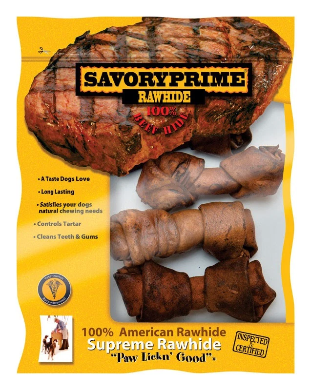 Savory Prime 904 White All Size Dogs Adult Beef Flavor Knotted Bone 4 to 5 in. - Image 1 of 1