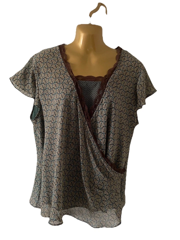 Блузка Emma James с кружевной отделкой 16 90-е Y2K богемное коттеджкор вестерн развевающийся рукав - Изображение 1 из 4