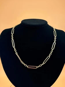 14K Gold Necklace Solid Gold Paperclip Oval Link Hollow Lightweight - Picture 1 of 9