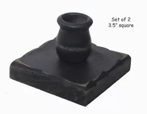 Juego de 2 Candelabros Cónicos de Madera NEGROS Envejecidos - 3.5"sq x 2.25"h - Imagen 1 de 2