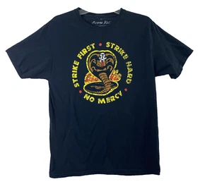 Cobra Kai Karate T Shirt Mens Medium Black Strike First Strike Hard No Mercy - Picture 1 of 8