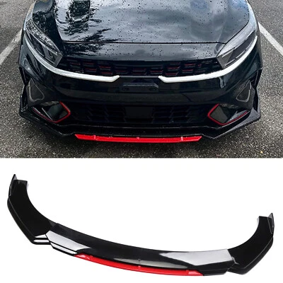For Kia Forte Sedan Front Bumper Lip/ Splitter Spoiler Body Kit Black+Red - Imagem 1 de 4