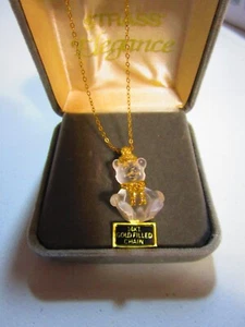 STRASS ELEGANCE NECKLACE!!! CRYSTAL BEAR WITH GOLD TONE ACCENTS 14K GOLD FILLED - Picture 1 of 6