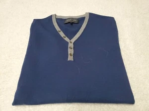 Rag & Bone Blue Henley Wool Pullover Long Sleeve Lightweight Sweater SZ Medium  - Picture 1 of 11