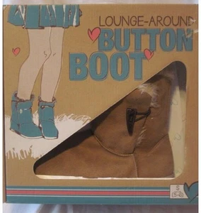 NIB Lounge-Around Button Boot Women's Junior's Slippers TAN Small 5/6 Warm - Picture 1 of 2