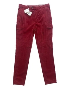 Brunello Cucinelli Men's Cargo Pants Size 50 34  Red Corduroy Leisure Fit $1,450 - Picture 1 of 5