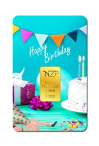 Gold Bars 0.25g Gram, Happy Birthday (NZP Gold Bars Birthday Gift) NEW - Picture 1 of 3