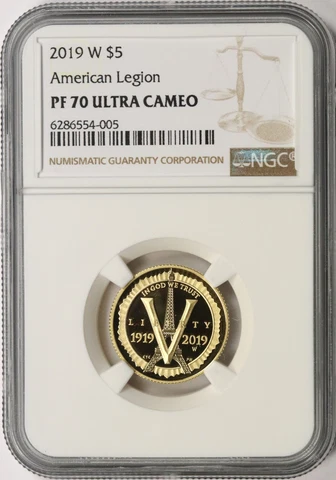 2019-W American Legion $5 NGC PF70 Ultra Cameo Cover