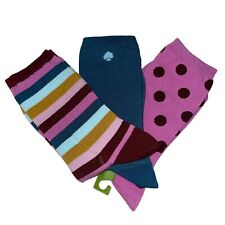 Kate Spade Crew Socks Pink Teal Red 3 Pair Polka Dot Stripe Logo Gift Size 4-10