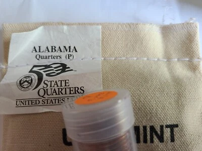 2003 P Alabama State Quarter 40 Coin Roll from Original US Mint Bag Uncirculated - Image 1 of 2