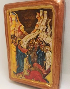 The Raising of Lazarus Icon Lazaros Rare Byzantine Greek Orthodox Art - Picture 1 of 10