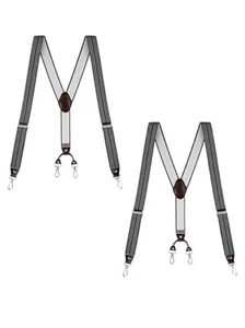 Buyless Fashion 2 pack Suspender Men 48" Adjustable Straps 1 1/4" Y Metal Hooks - Picture 1 of 91