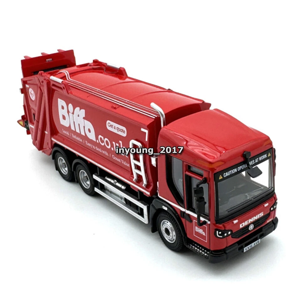 1:76 Dennis Garbage Truck Model Car Metal Diecast Trash Truck Collection Red - Image 1 of 4