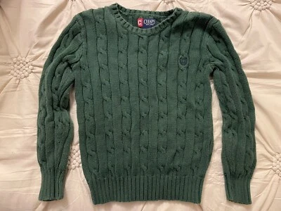 МАЛЬЧИКОВ МОЛОДЕЖИ KIDS SZ 7 КАБЕЛЬ CHAPS СВИТЕР ЗЕЛЕНЫЙ ВОРОТА ОПРЯТНЫЙ МИЛЫЙ ТЕПЛЫЙ ХЛОПОК - Изображение 1 из 3