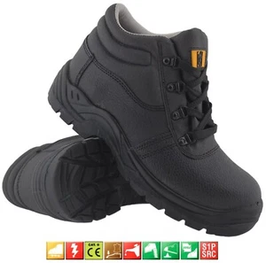 Botas de trabajo de cuero Chukka para hombre con punta de acero y entresuela Reino Unido talla 2-14 - Imagen 1 de 1