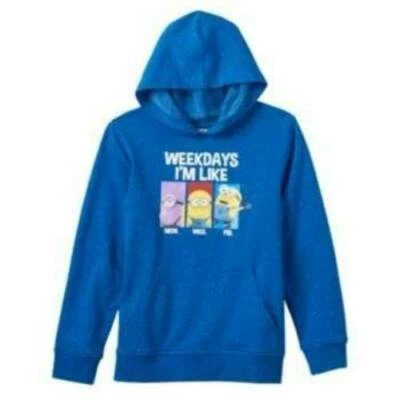 Boys Hoodie Pullover Jacket Despicable Me Minions Blue Hooded Sweatshirt $48-sz - Image 1 of 4