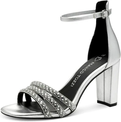MARCO TOZZI SANDALI GIOIELLO CON TACCO DONNA 28318 ARGENTO ELEGANTI DAL 36 AL 39 - Immagine 1 di 4