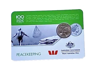 2016 20 Cent Anzac To Afghanistan Peacekeeping Uncirculated Coin On Card  - Picture 1 of 4