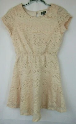 EUC Girls Lily Rose 14 Pastel Pink Crochet Lace Short Short Sleeve Blouson Dress - Image 1 of 4
