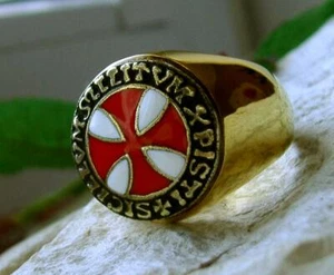 KNIGHTS TEMPLAR RING CROSS CROIX CREST HOLY BIBLE STEEL GOLD PIN PATCH [ D65 ] - Picture 1 of 17