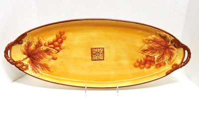 Fitz & Floyd Del Vino Bread Tray 21 in Serving Plate Grapevine mix'n'match dis'd - Image 1 of 4