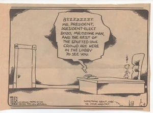 Caricatura política 1992 periódico George H. W. Bush por TOLES Hábitat Empleos Clima - Imagen 1 de 1