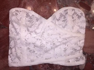 NWT Intimately FREE PEOPLE White Love Letters Lace Bandeau Bra Crop Top Womens S - Picture 1 of 2