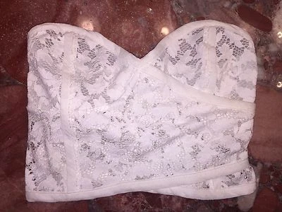 NWT Intimately FREE PEOPLE White Love Letters Lace Bandeau Bra Crop Top Womens S - Image 1 of 2