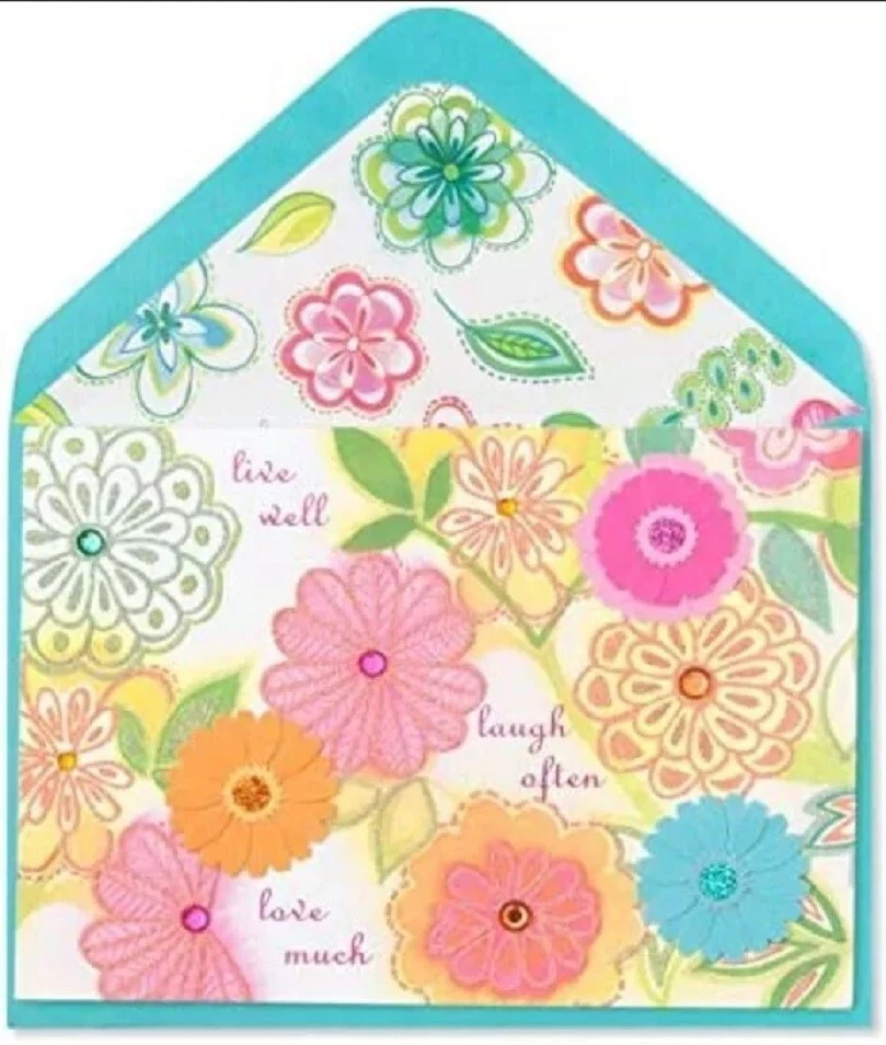 Papiro 3D Flores Gemas Feliz Cumpleaños - Vive Bien Ríe A menudo Foto 1 de 1