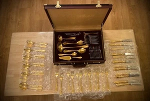 Cuberteria 72 piezas 18/10 Solingen modelo Antoinet en oro 23/24 kilates - Imagen 1 de 5