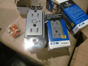 3- EATON RFTR96050-T Z WAVE 15A WIRELESS RECEPTACLES GREY. SPEC GRADE B-255-T - Picture 1 of 2