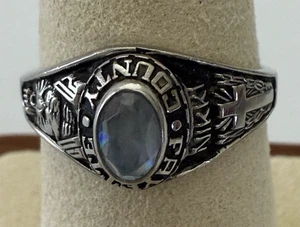 Vintage 2000 Fayette County High School Class Ring Womens Aqua Stone - Picture 1 of 14