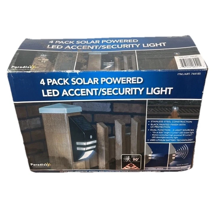 Paradise 4 Pack Solar Powered LED Accent/Motion Security Lights  - Image 1 of 1