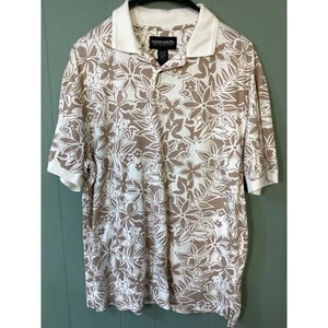 Ocean Pacific Menswear Poloshirt Blumenmuster Kurzarm Beige Weiß Größe L - Bild 1 von 5