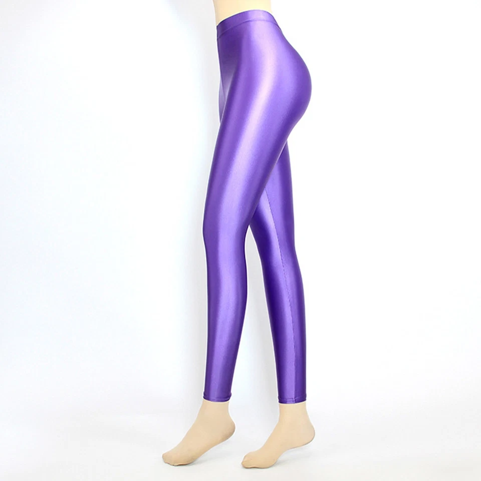 Glossy Spandex Women Girl High Rise Elastic Legging - Image 1 of 1