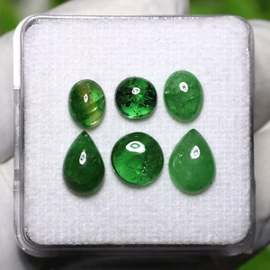 Paquete de 6 piedras preciosas cabujón de 6 mm-9 mm granate verde tsavorita natural sin tratar - Imagen 1 de 10