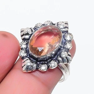 Peach Morganite Gemstone 925 Sterling Silver Jewelry All Size Ring For Gift - Picture 1 of 1