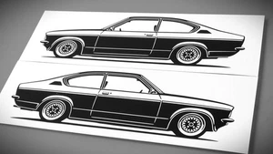 Pegatina Opel Kadett C Coupe Silhouette Opel Kadett CQP negra nueva - Imagen 1 de 21