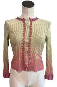 Petit Pois By Viviana G Women Small Green Button Front Semi Sheer Mesh Top - Bild 1 von 7