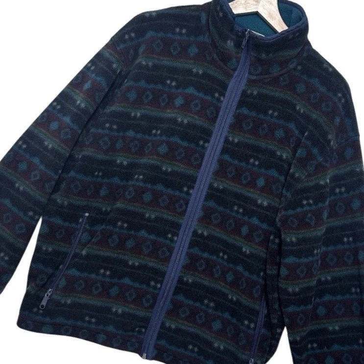 Vintage LL Bean Jacket Men Medium/Large Aztec Fleece Full Zip Outdoors 90s Retro - Image 1 of 4