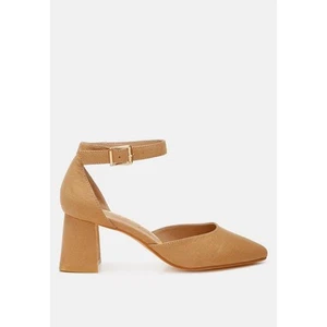 London Rag Microfiber Block Heel Summer Sandals Flared Pointed Toe - Picture 1 of 5