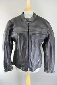 BIKER'S GEAR BLACK LEATHER JACKET WITH CE ARMOUR & THERMAL LINING: SIZE 16 - Picture 1 of 10