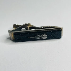Ancienne barre pince à cravate - violon argenté et notes de musique sur thème musicien noir (V6) - Photo 1/5