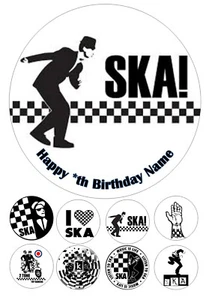 Ska edible 7.5 Inch Round Iced Icing Cake Topper + 8 cupcake toppers - Picture 1 of 1